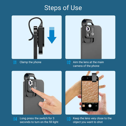 100X/200X Microscope Phone Lens with Clip – Magnifier for Plants, Insects, Hair, Skin, Jewelry & Jade Inspection