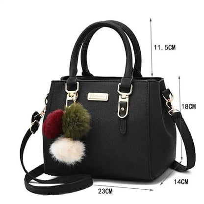 Vintage PU Leather Handbags: Stylish Women's Purse with Plush Tassel - Versatile Messenger Tote Crossbody Bag