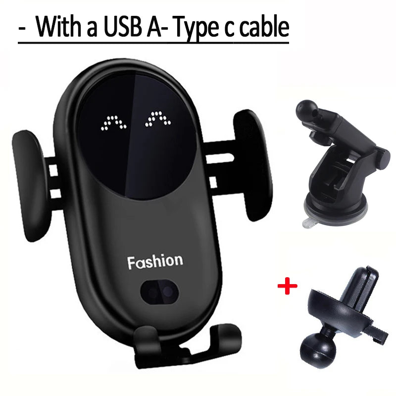 Wireless Charging Car Mount - Intelligent Infrared Rotating Air Vent Phone Holder Fast Charger