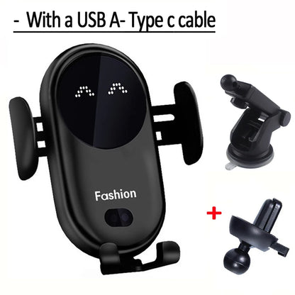 Wireless Charging Car Mount - Intelligent Infrared Rotating Air Vent Phone Holder Fast Charger