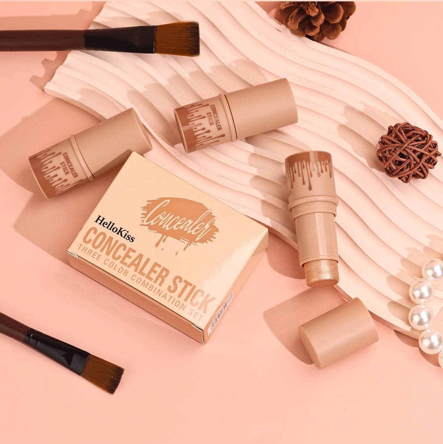 Hellokiss Multifunctional Grooming Stick 3-Piece Set – 3D Modification, Highlight & Brightening Blush Stick