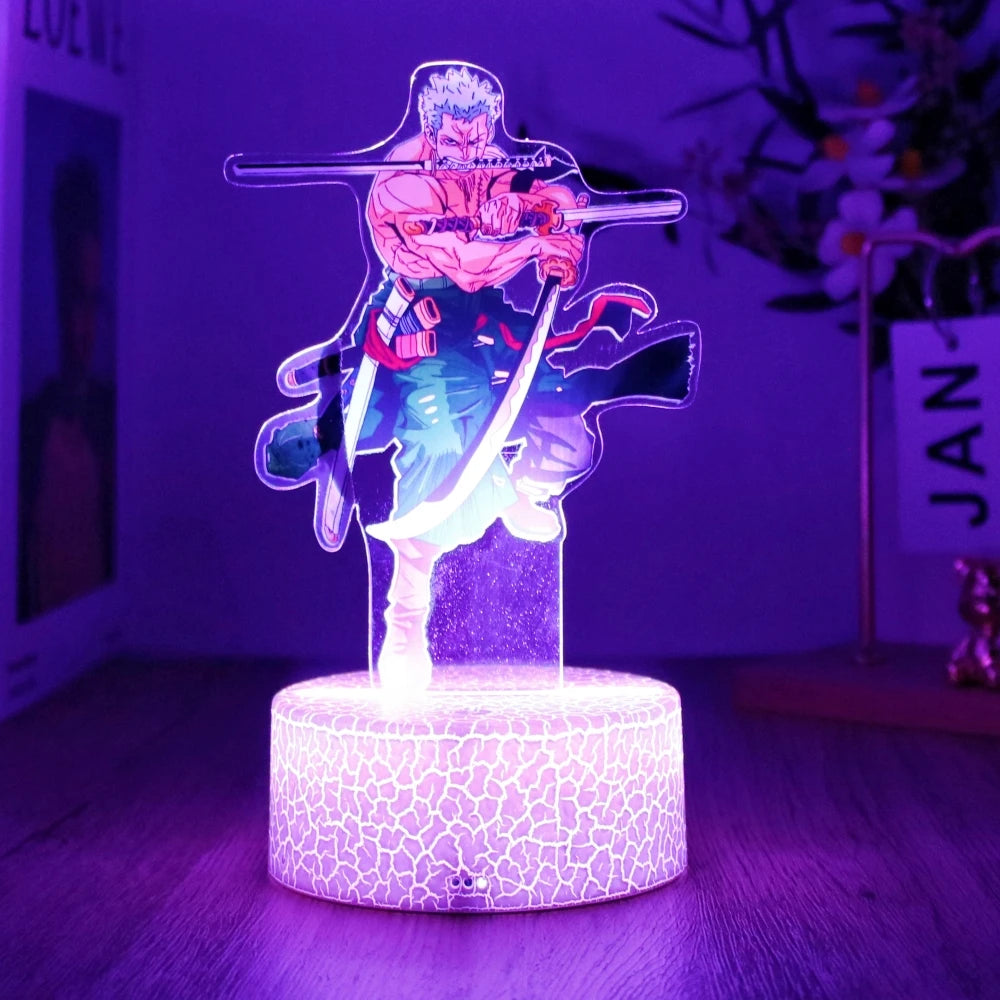 One Piece Luffy & Zoro Action Figures — 3D PVC Anime Lamp, LED Night Light Collectible Toy, Christmas Gift for Kids