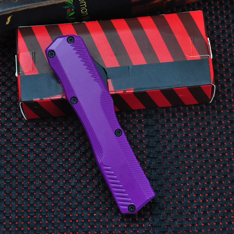 KS9000 OTF Knife – D2 Steel Full/Serrated Blade, Zinc Alloy Handle, Outdoor Hunting & EDC Tool