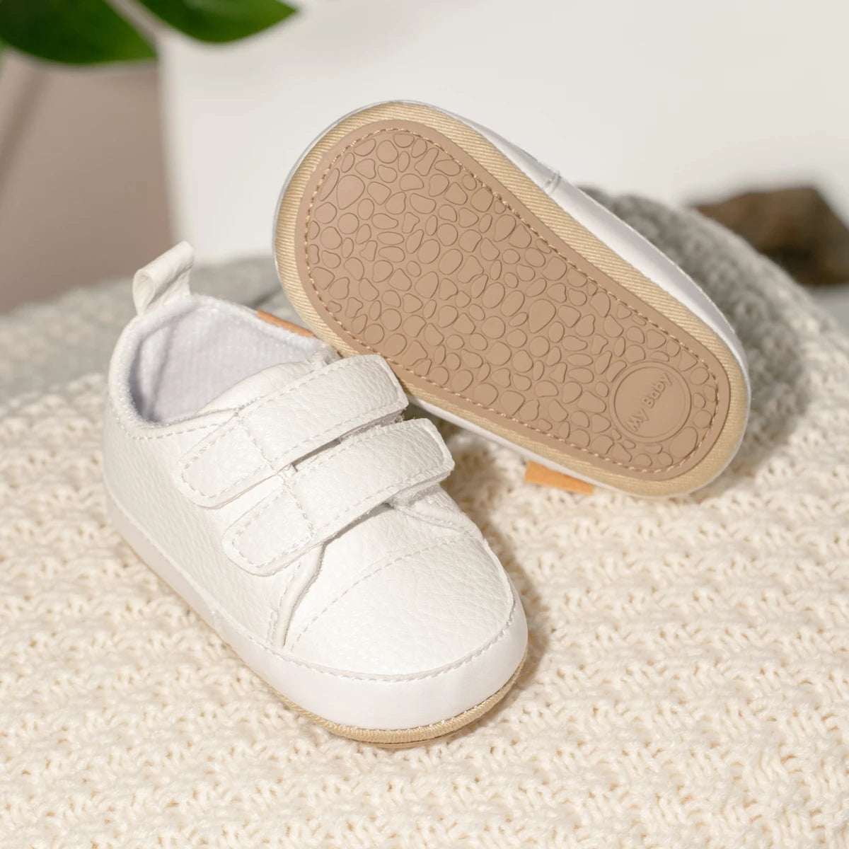 Classic Baby Casual Sneakers – Vintage PU Leather, Soft Rubber Sole, Slip-Resistant Infant Shoes in 4 Colors