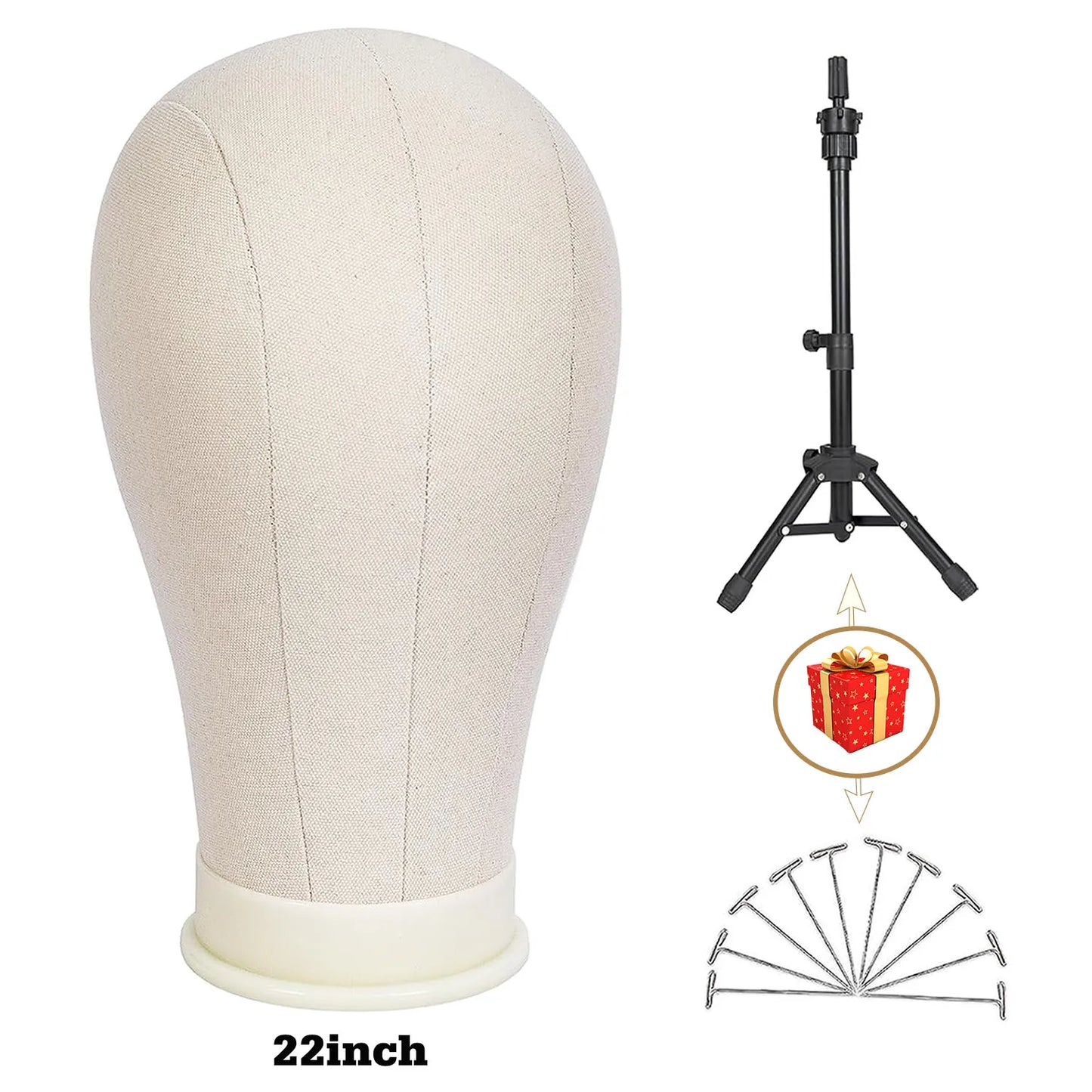 21-23 Inch Mannequin Head with Wig Stand – Canvas Head for Wig Making & Display