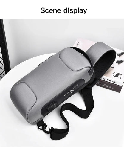 Designer Multifunction Anti-Theft USB Shoulder Bag – Travel Crossbody Messenger Sling Chest Bag for Men, Luxury Brand