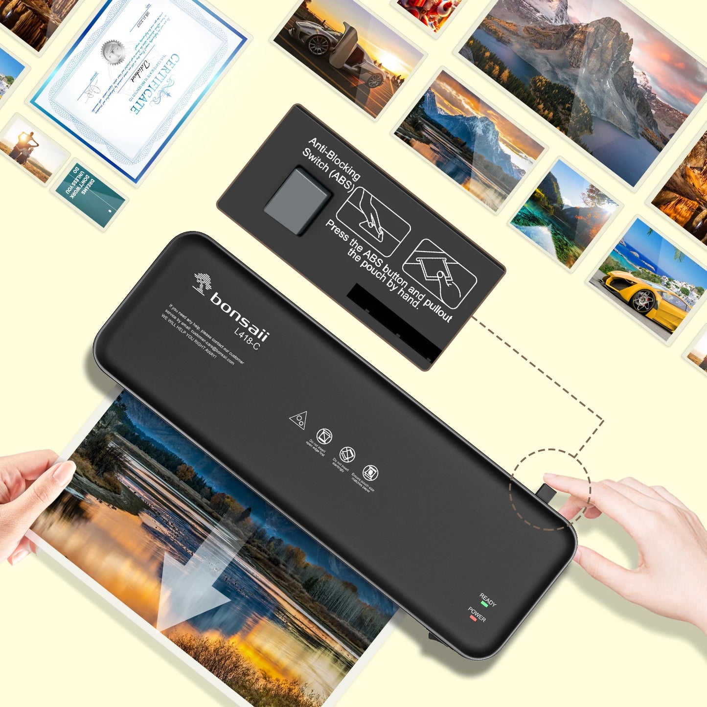 Bonsaii 9-Inch Thermal Laminator – Never Jam Technology for Documents, Posters & Photos, Ideal for Home, Office & School