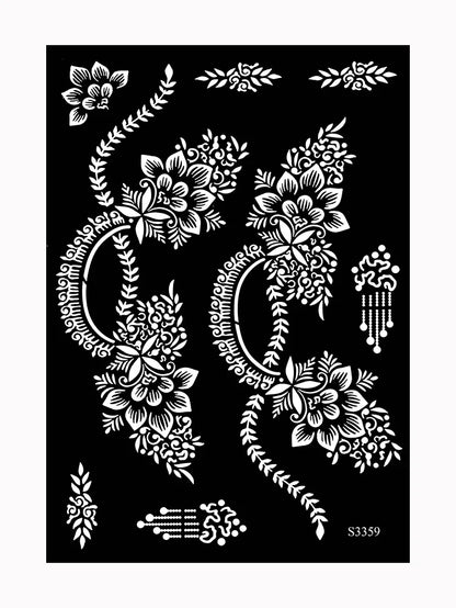 Reusable Henna Stencil Templates for Hand & Body – Floral Tattoo Stencils for Women, Weddings & Festivals Body Art Makeup Tools