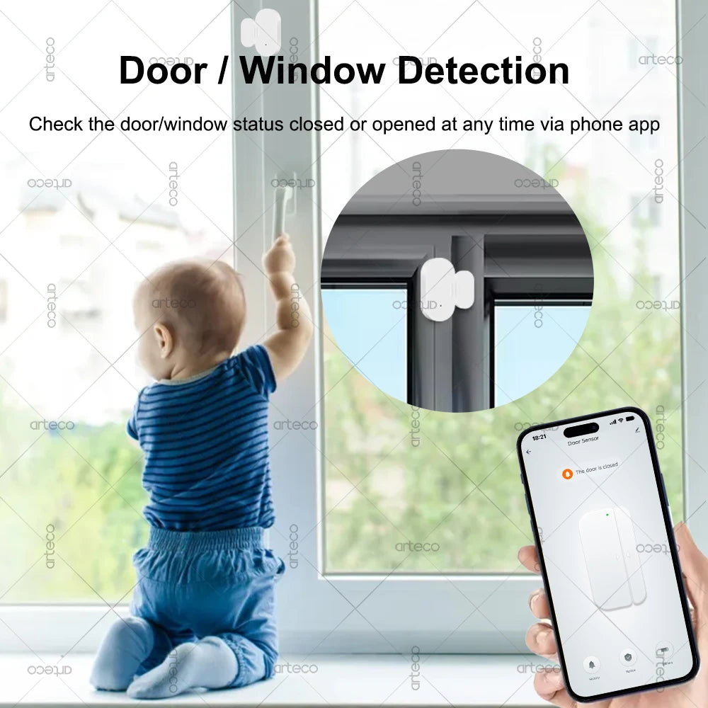 Zigbee Door Window Sensor - Smart Open/Close Detector for Home Security Alarm with Alexa & Home Assistant Support