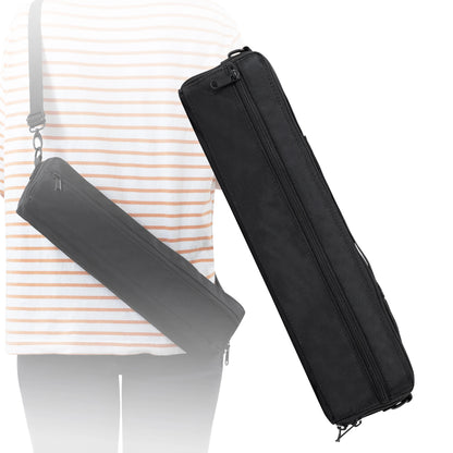 Portable Flute Bag Case - Lightweight Leather Backpack & Zipper Carrying Satchel for 16/17 Hole Flutes