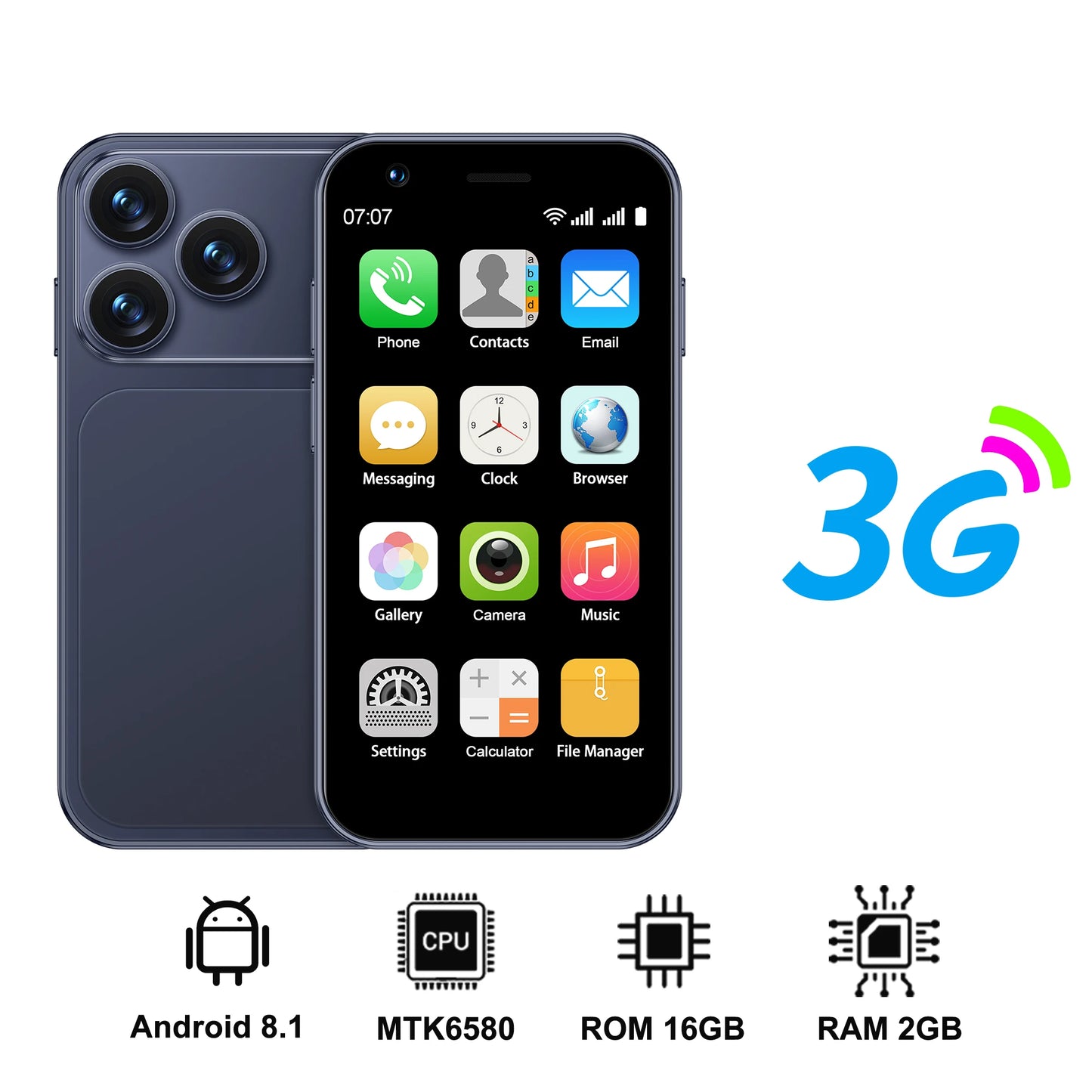 SERVO 18SE Mini Smartphone - 3G Android Phone with 2GB RAM, 16GB Storage & Dual SIM
