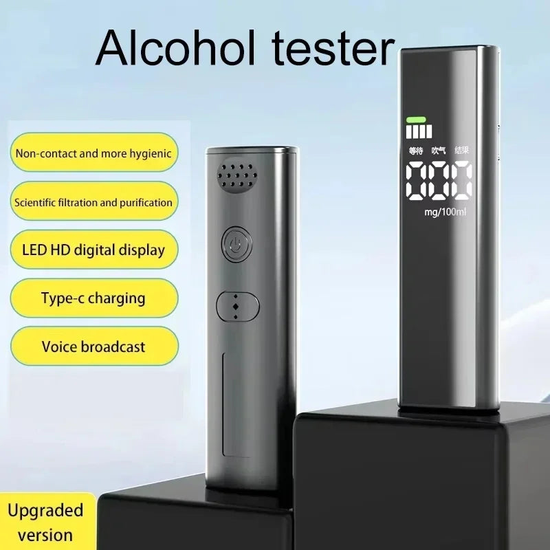 Portable High-Precision Breathalyzer – Non-Contact Alcohol Tester with LED Digital Display and Driving Alert Alarm
