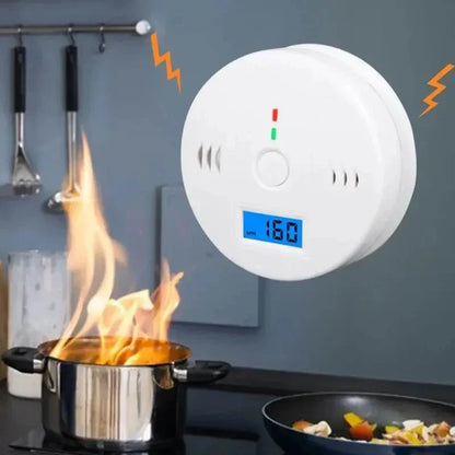 Carbon Monoxide & Smoke Alarm - LCD Wireless CO Detector with Toxic Gas Leak and Fire Sound Alarm for Home Safety