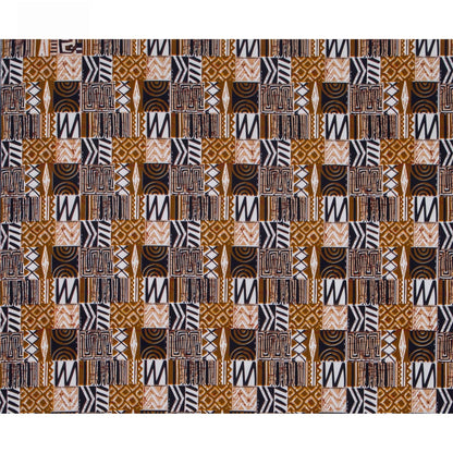 African Wax Kente Print Fabric - 3/6 Yard 100% Polyester Party Dress Material