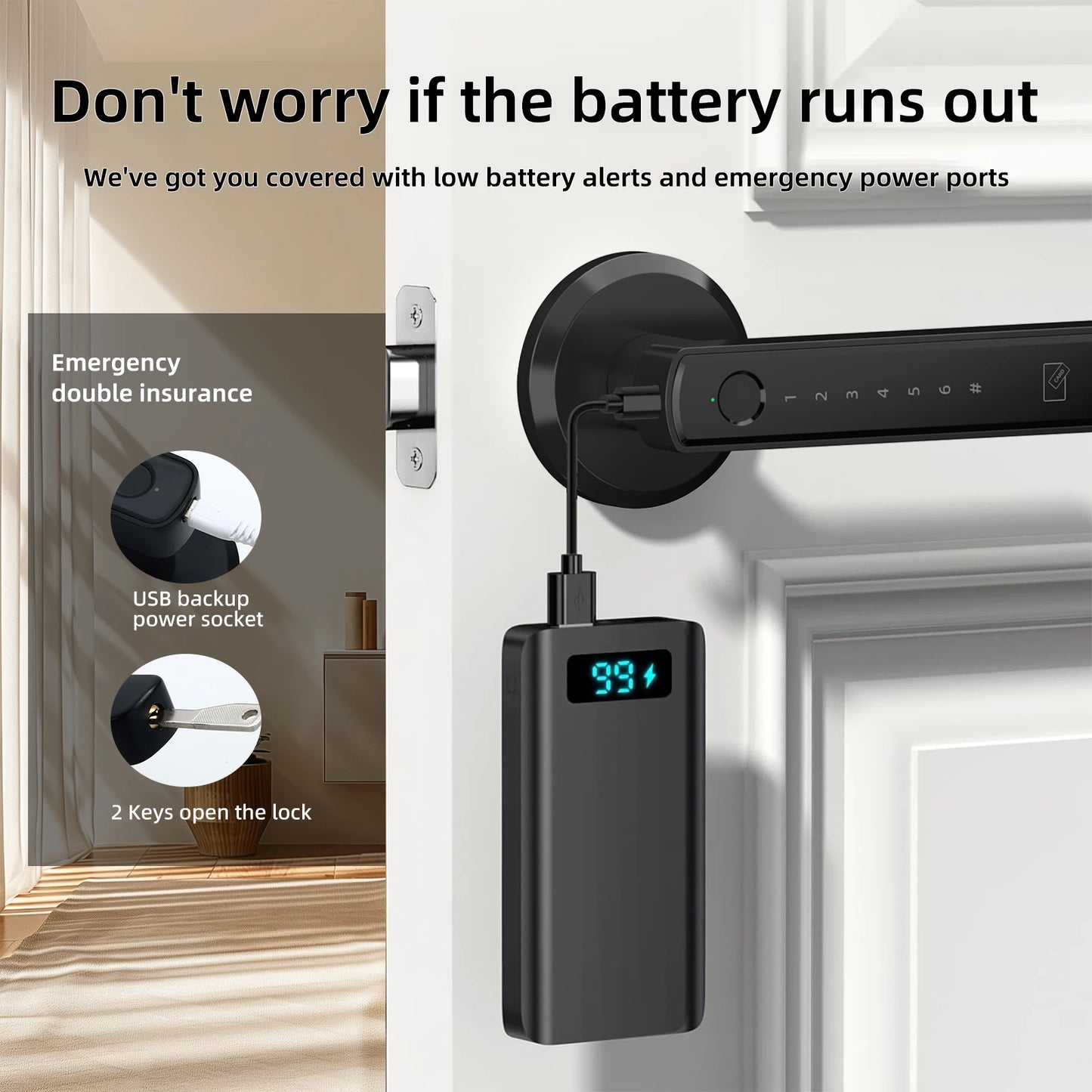 Viladepot Smart Fingerprint Door Lock – App Control, Passcode, & Touchscreen Keypad for Electronic Security