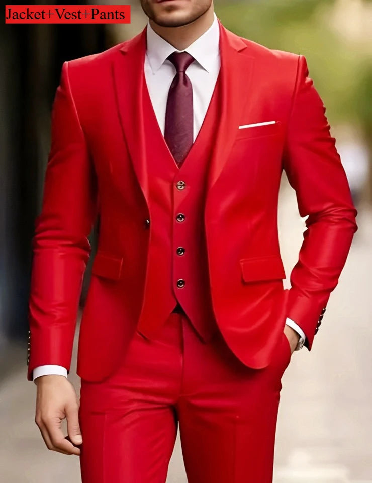 Men's Slim Fit Tuxedo Suit Set - Elegant Black Formal Suit for Weddings, Business & Special Occasions