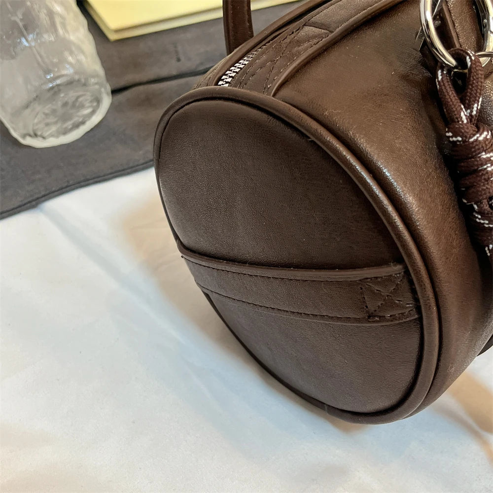 2024 Multifunctional Cylinder Shoulder Bag for Women – Luxury Crossbody Handbag with Pendant