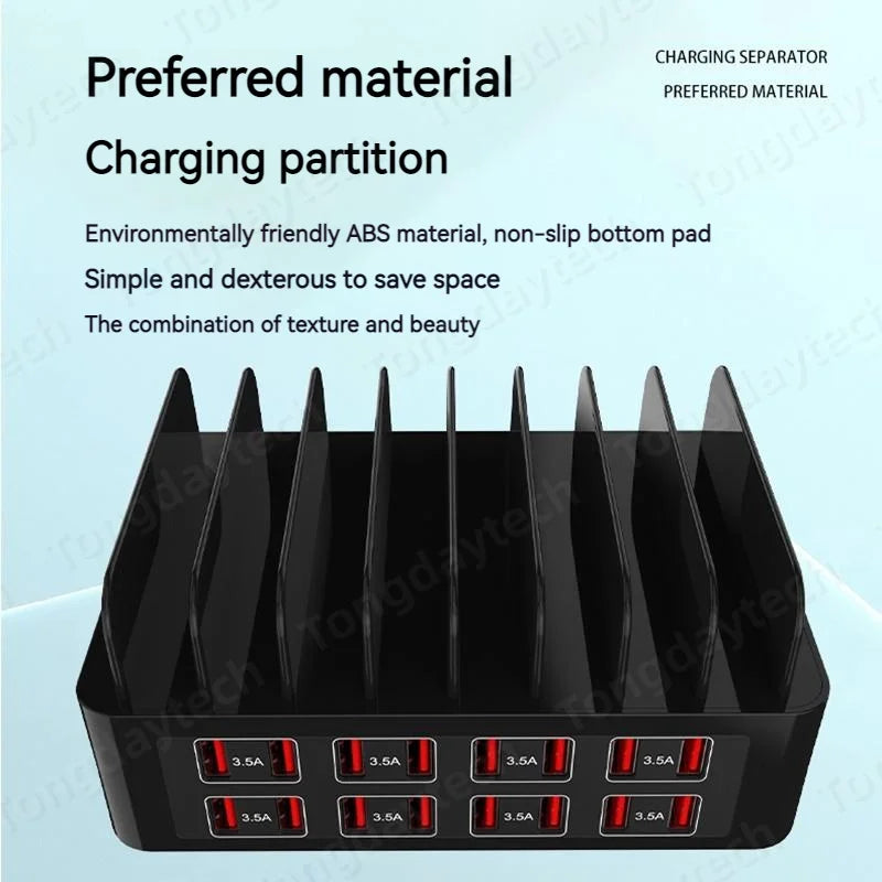 150W Universal Multi USB Fast Charger – 16-Port 3.5A Max Charging Station Stand for iPad, iPhone 14/13, Samsung S22, Xiaomi Tablet