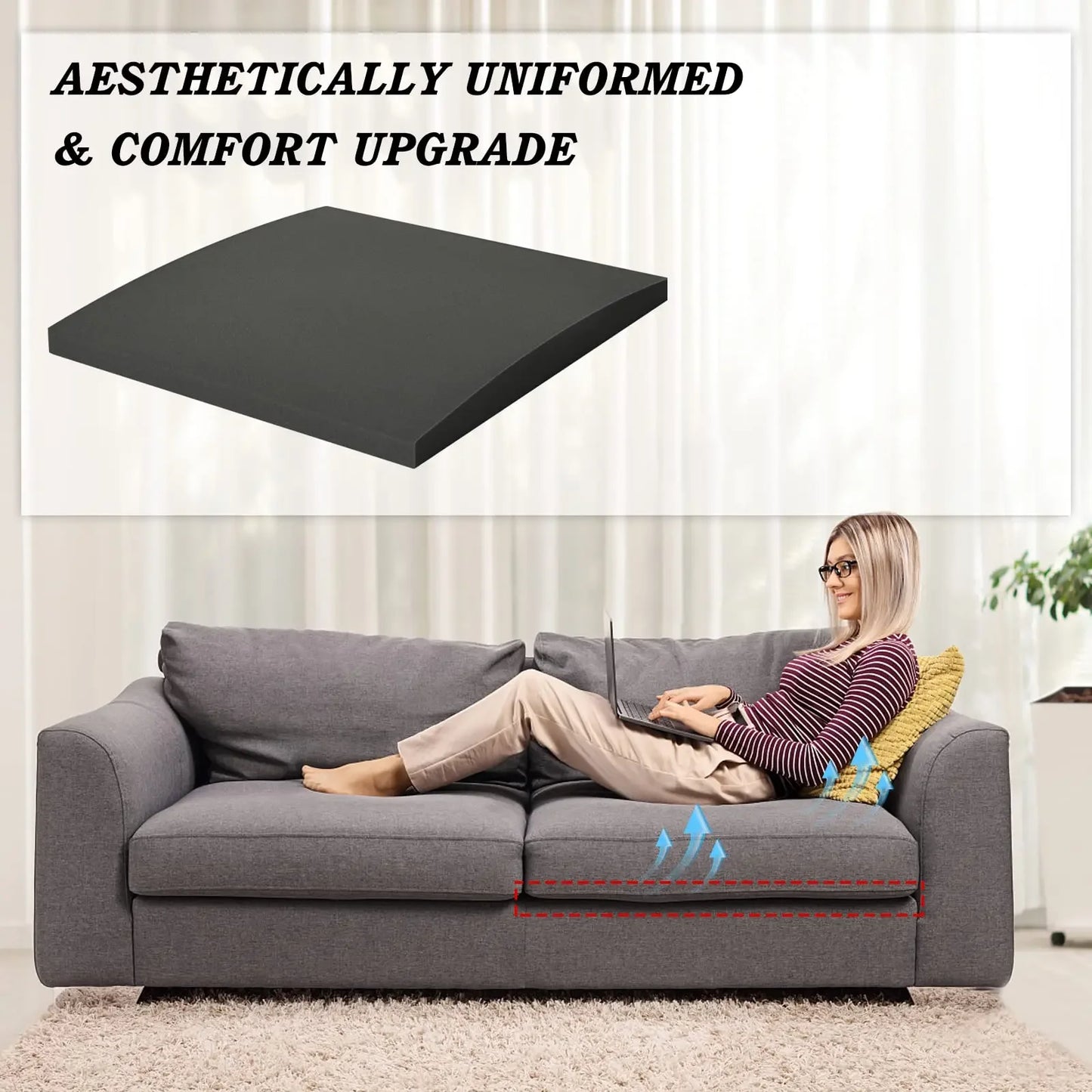 High-Density Foam Curve Cushion – 50x50x5cm Support Cushion for Sofa Sag Repair, 1/2/3pcs Replacement for Couch & Chair