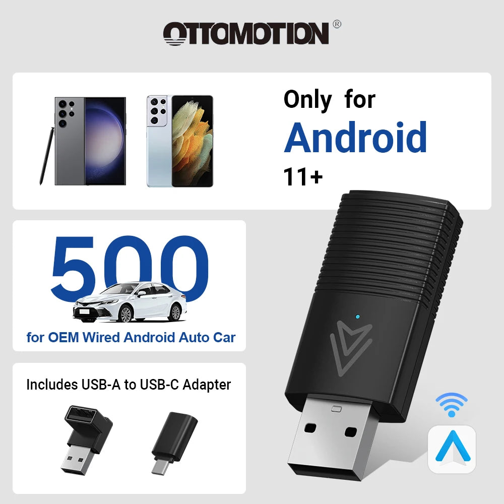 Mini Wireless Android Auto Adapter - Smart System for Wired Android Auto Car Accessories, Compatible with Google Samsung Android 11.0 Phones