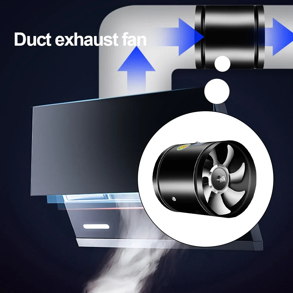 4/6/8 Inch Metal Pipe Air Ventilator – Low Noise Bathroom & Kitchen Exhaust Duct Fan