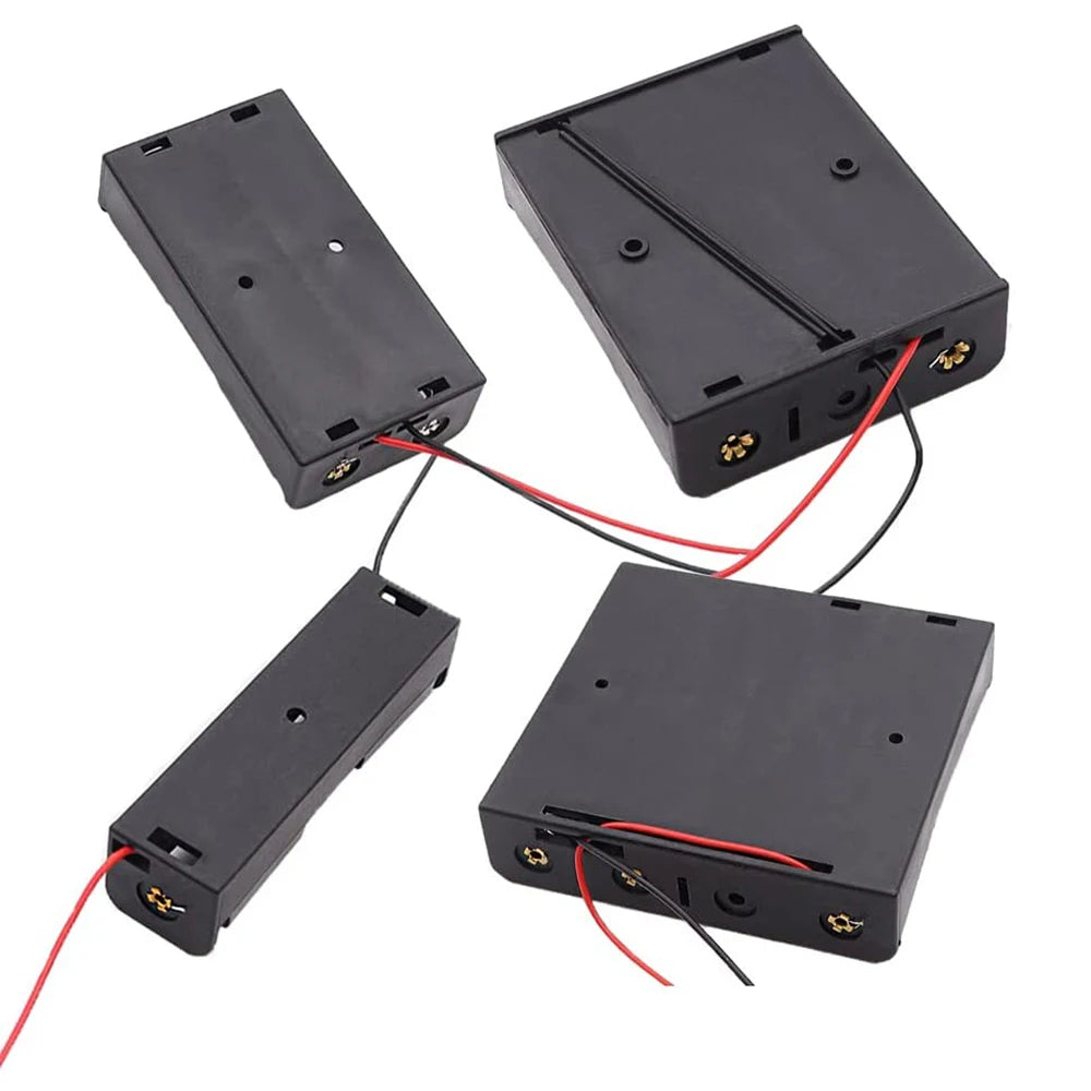 3PCS 18650 Battery Holder Box - 1 Slot 3.7V Storage Case with Black & Red Wires for 1/2/3/4 Cells