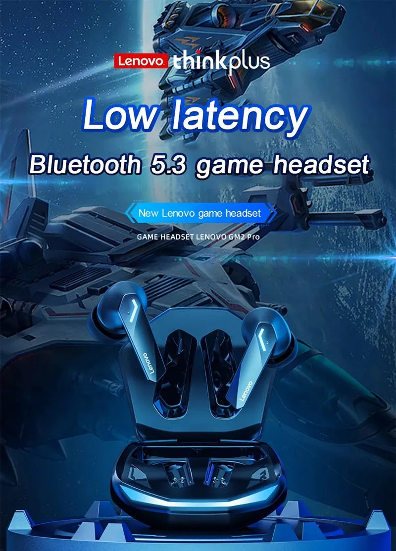 5PCS Original Lenovo GM2 Pro TWS Wireless Earphones – Bluetooth 5.3 HD Earbuds with Mic, Touch Control Sports Headphones
