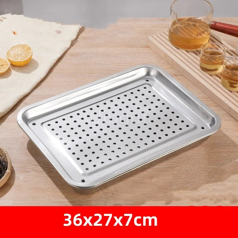 Stainless Steel Kung Fu Tea Tray with Drainage Drawer – Tea Ceremony Water Storage Board Table for Tea Room Tools