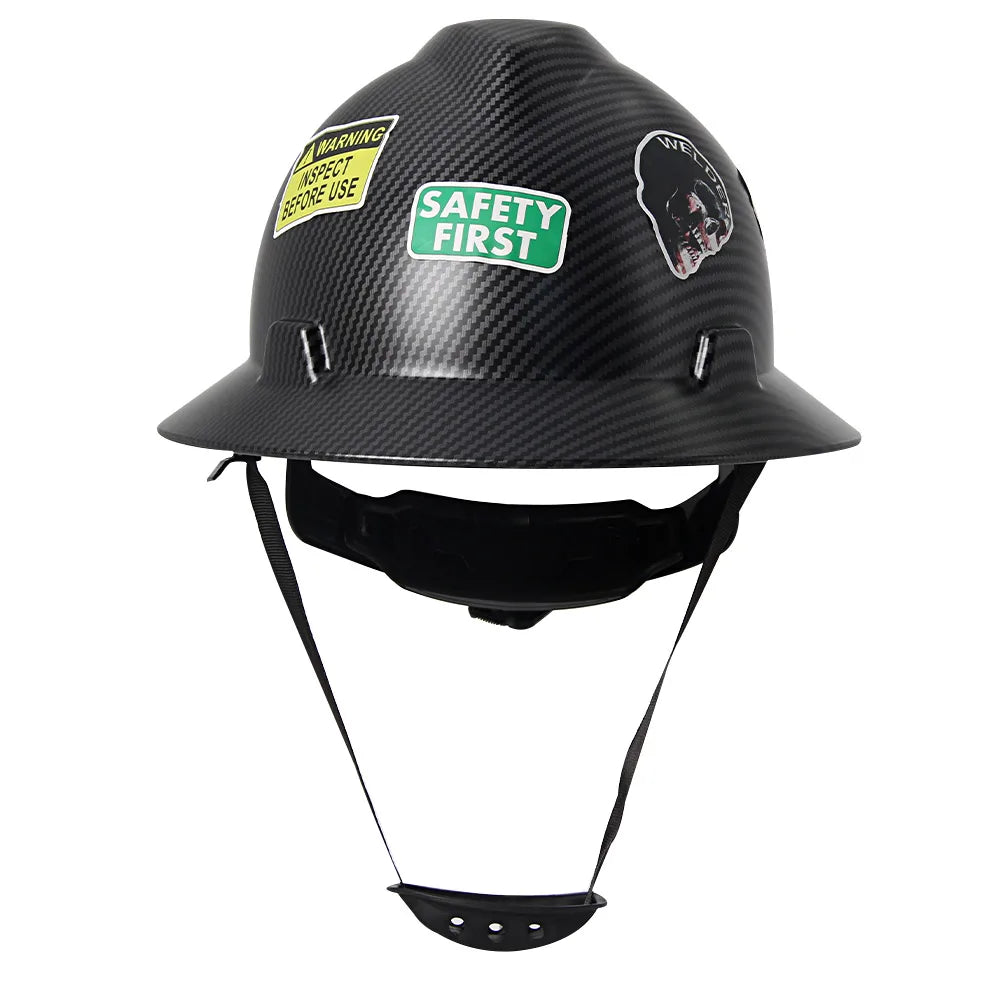 Full Brim Safety Helmet - Lightweight ABS Construction Hard Hat with ANSI Protection & 50 Waterproof DIY Stickers