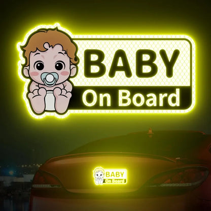 Baby on Board Reflective Car Stickers - Waterproof Vinyl Safety Warning Decals for Vehicle Windows, Bumpers, and Trunks