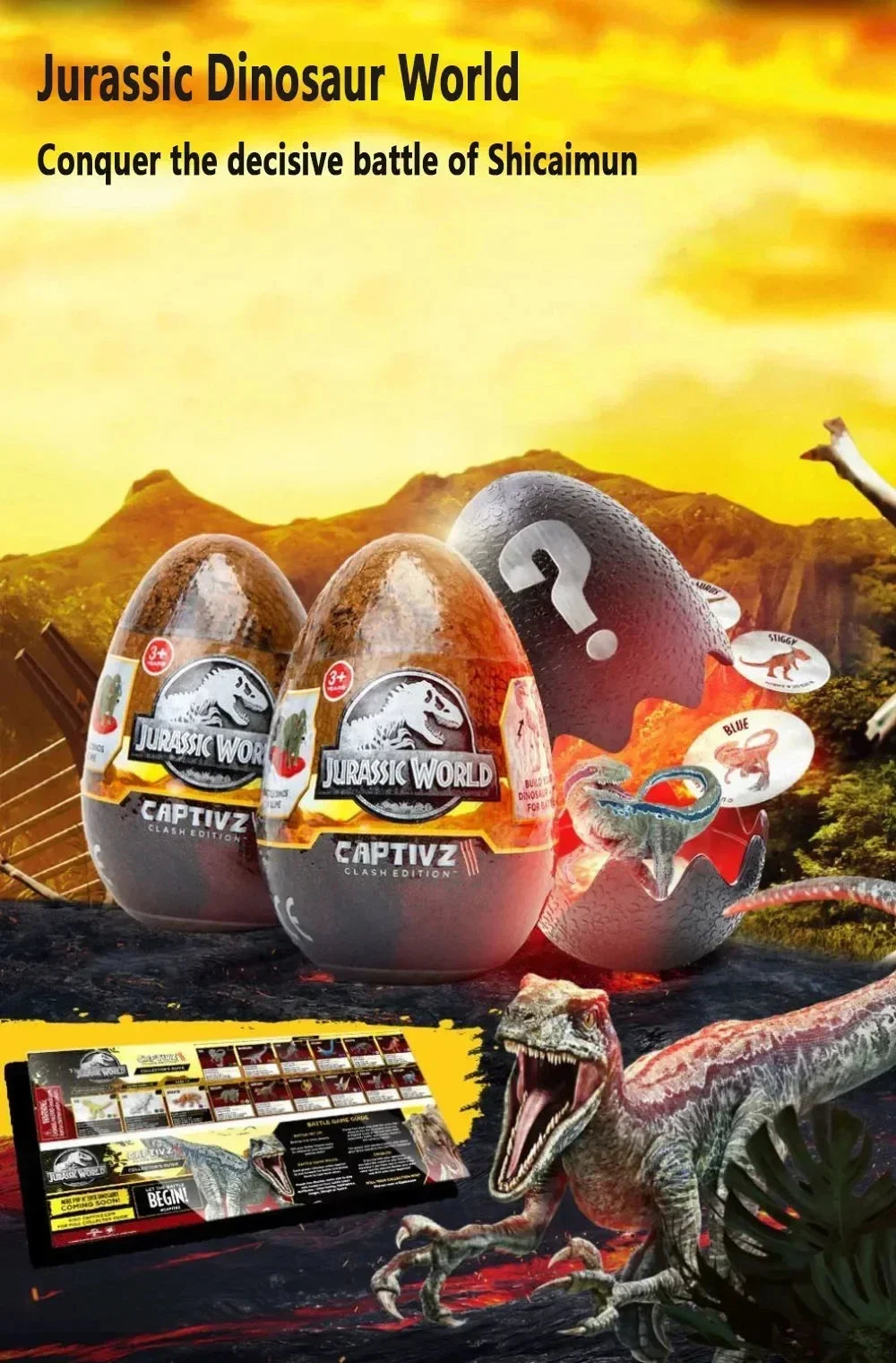 Jurassic World Captive 3 Clash Edition Dinosaur Egg Blind Box — 10cm Mini Slime Surprise, Full Box Collection