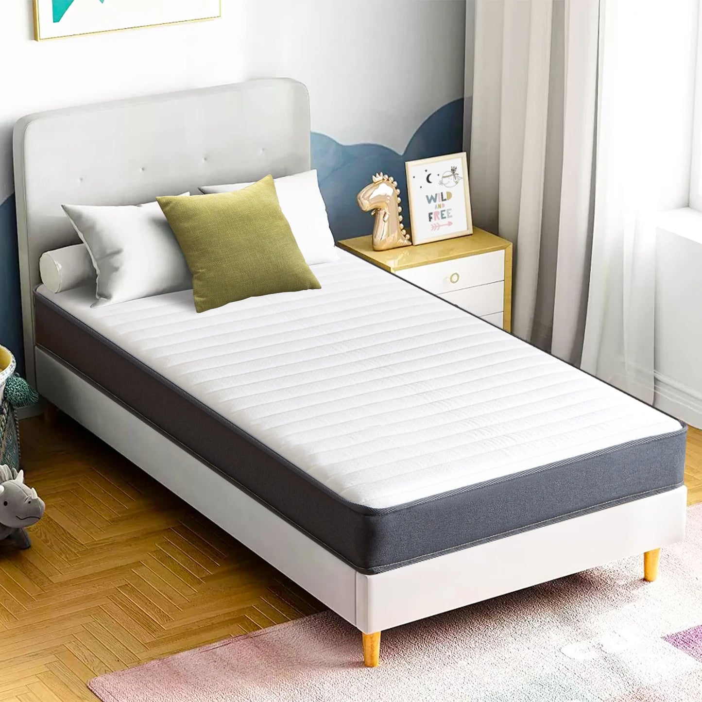 6 Inch Spring Mattress - Gel Memory Foam Hybrid Bed with High-Density Base Foam & Individually Pocket Springs