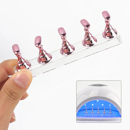 5PCS Magnetic Nail Tip Holders - Crystal Base False Nail Practice & Nail Art Display Stand