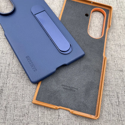 Luxury Leather Kindsuit Phone Case for Samsung Galaxy Z Fold 7 5G – Soft Touch Full-Body Protective Cover with Stand