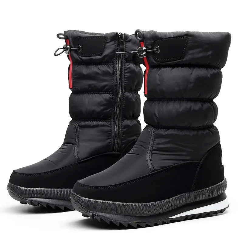 Women’s Faux Fur Ankle Boots – Silver Chunky Platform Waterproof Snow Boots with Thick Plush, Warm Winter Shoes