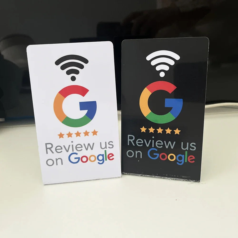 Programmable NFC Google Review Card - 13.56MHz Standing Display for Business Reviews
