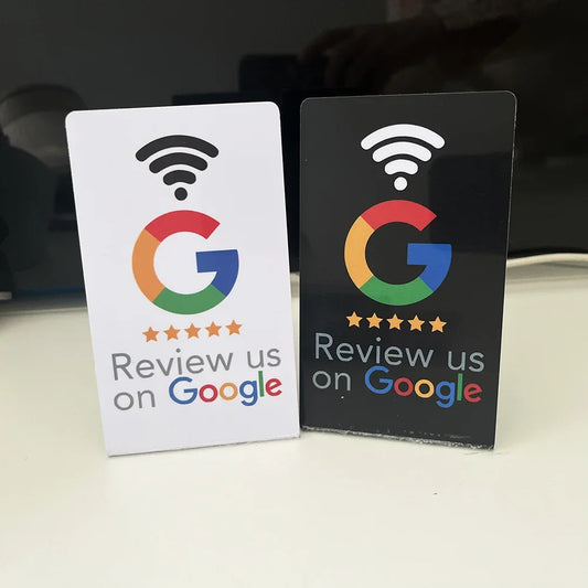 Programmable NFC Google Review Card - 13.56MHz Standing Display for Business Reviews