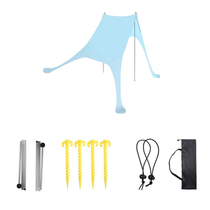 Family Beach Canopy – Large UPF50+ Sunshade Tent with Stability Poles for Beach, Camping, Parties & Picnics