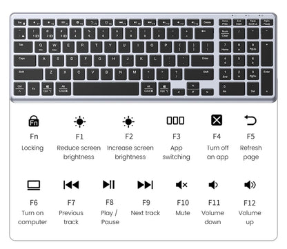 UGREEN Wireless Bluetooth 5.0 & 2.4G Keyboard – 99 Keycaps Russian/Korean/English, USB-C Rechargeable for MacBook, iPad, PC & Tablet