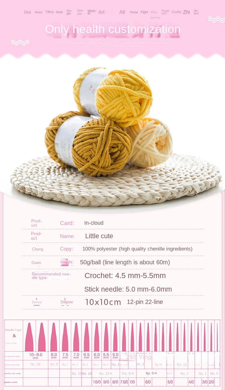 50g/Ball DIY Knitting Yarn – Soft Wool for Baby Scarf, Hat, Chunky Crochet Thread