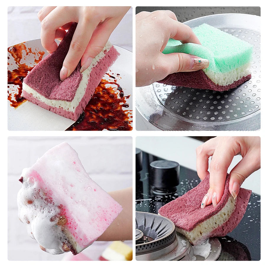 High-Density Kitchen Cleaning Sponge Cloth - Non-Greasy Dishwashing & Pot Scrubbing Cleaning Cloth