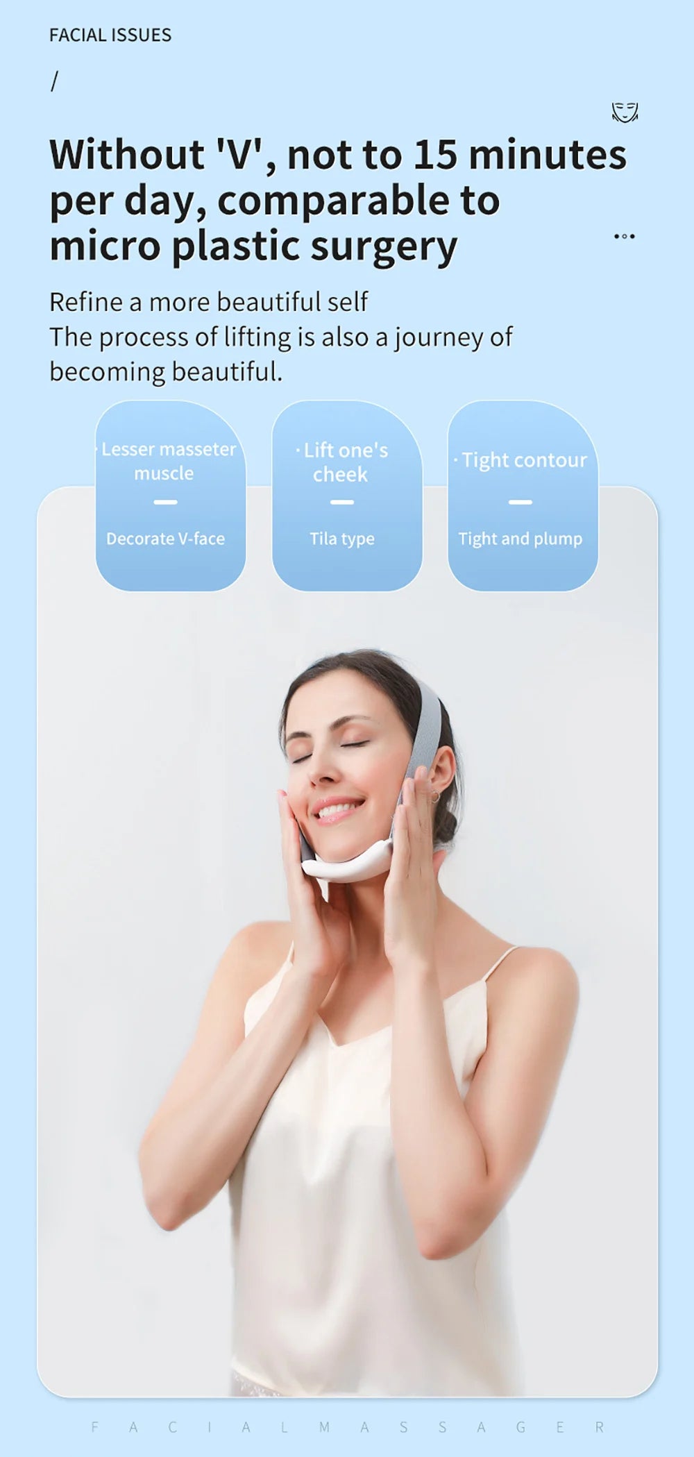 EMS Face Lifting Massager – Anti-Wrinkle, Firming V-Face Lift Microcurrent Device for Double Chin Skin Care