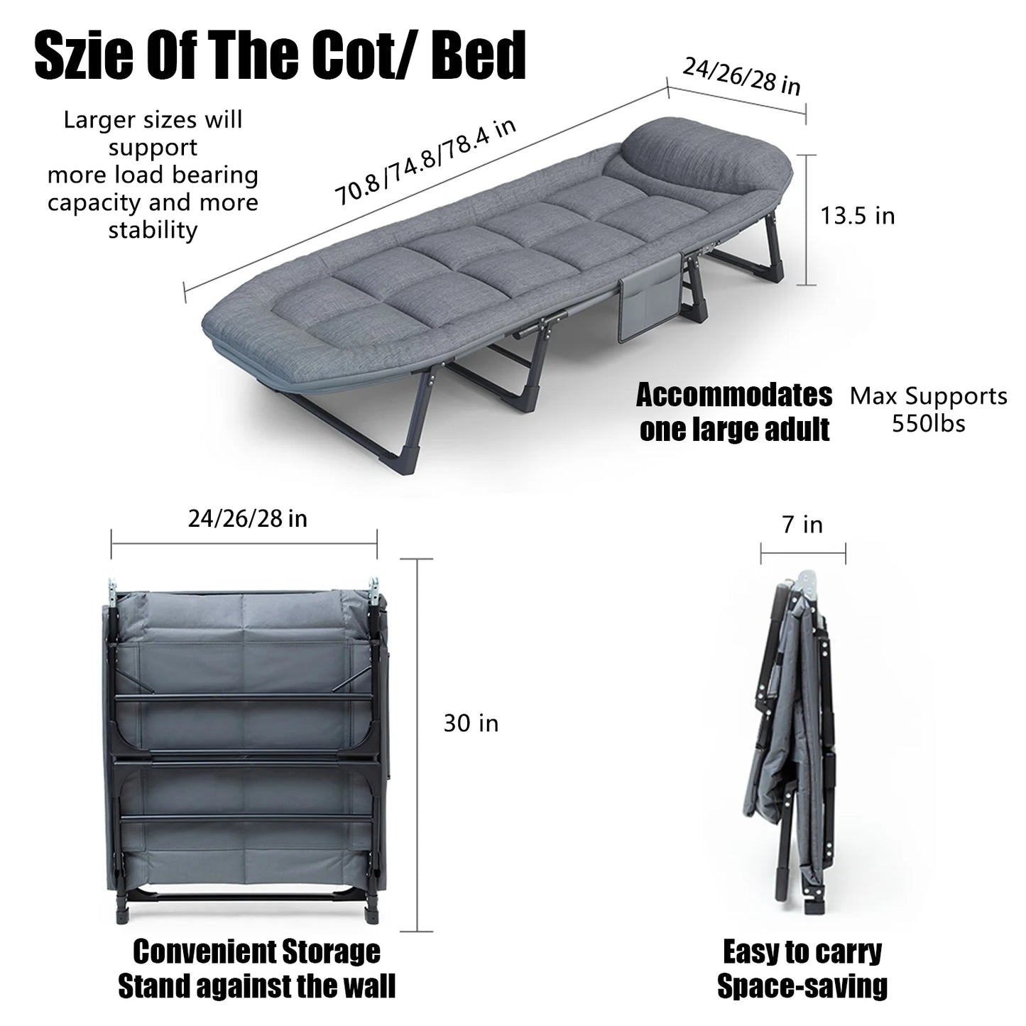 American Folding Bed – Single Sofa Bed & Lounge Chair for Napping & Sunbathing, Ideal for Courtyard