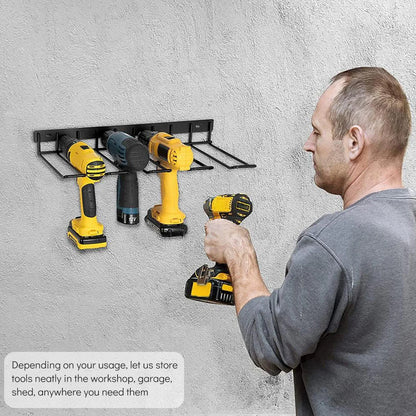 Efficient Workshop Organization: Wall-Mounted Hand Power Tool Organizer Rack - Floating Shelf with Electric Drill Holders - Heavy-Duty Solution for Garage and Workshop