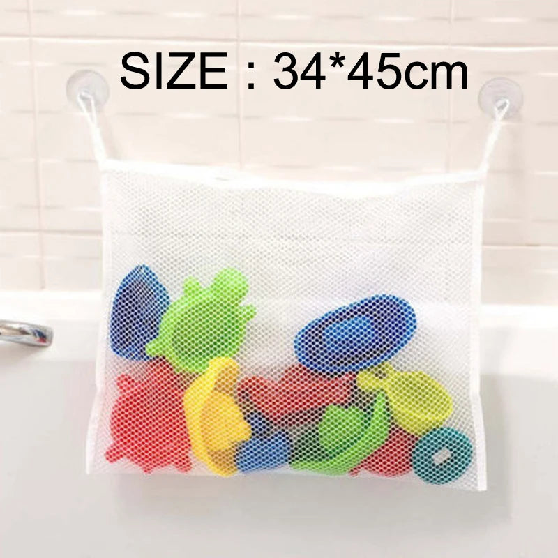 Cartoon Duck Baby Bath Toy Bag - Suction Mesh Storage Net for Kids Bathroom Toy Organizer