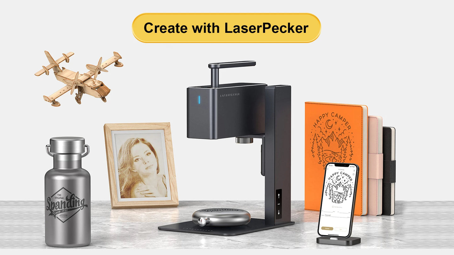 LASERPECKER LP2 Handheld Laser Engraver – Portable 5W Laser Cutting & Engraving Machine with Bluetooth CNC DIY SuperFast Technology