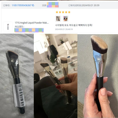Angled Liquid Powder Contour Makeup Brush – Professional Cream Blush & Foundation Blending Tool
