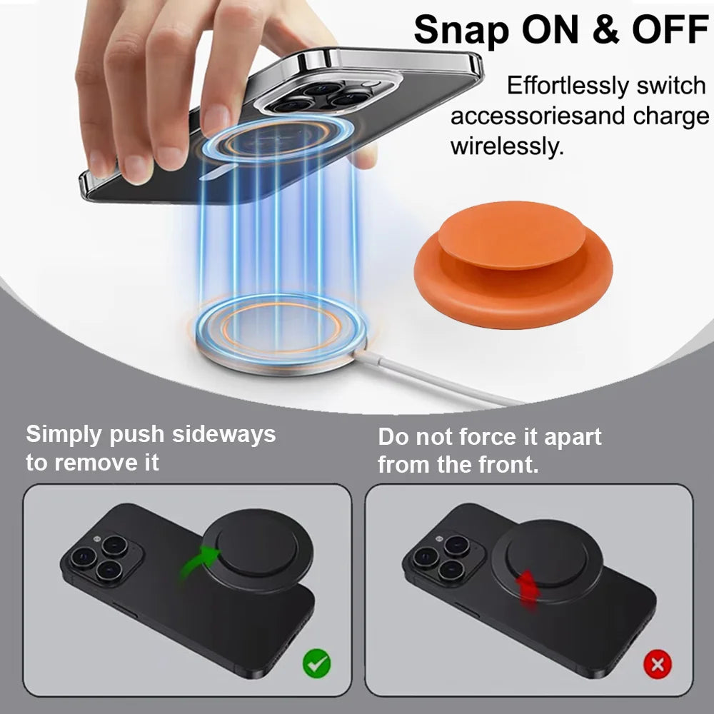 MagSafe Magnetic Phone Grip and Stand - Collapsible Grip Holder for Smartphones, Tablets, and Kindle Devices