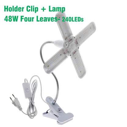 Foldable LED Grow Light E27 Full Spectrum 24W/36W/48W – Plant Growing Phytolamp for Indoor Flowers & Seedlings Growth Lamp