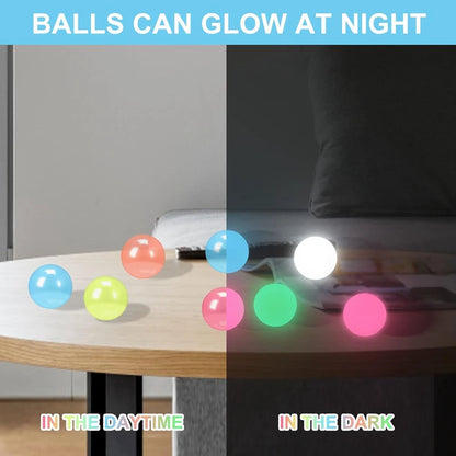 5-Piece Glow-in-the-Dark Sticky Balls - Squishy Stress Relief & Party Favor Toys